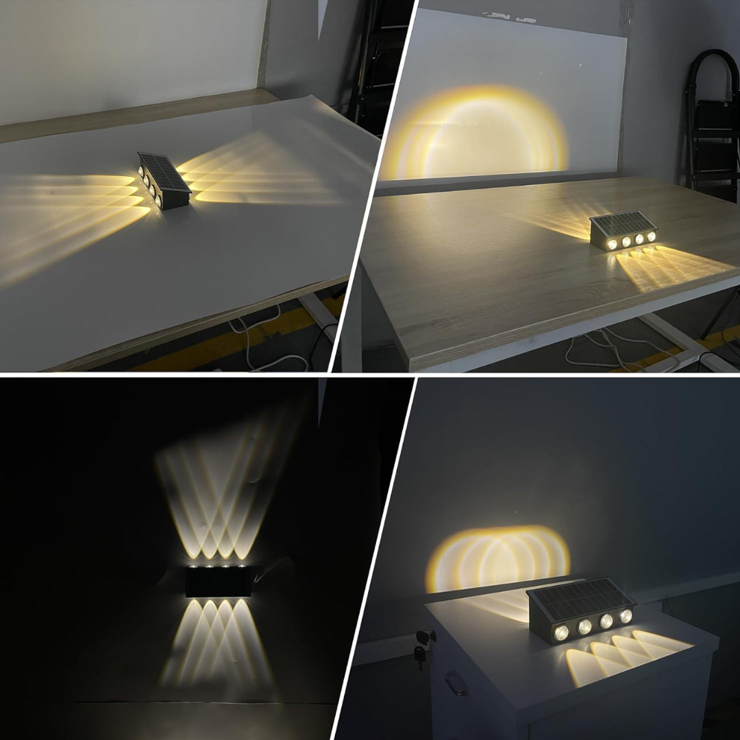 Lámpara solar de pared exterior con 8 LED