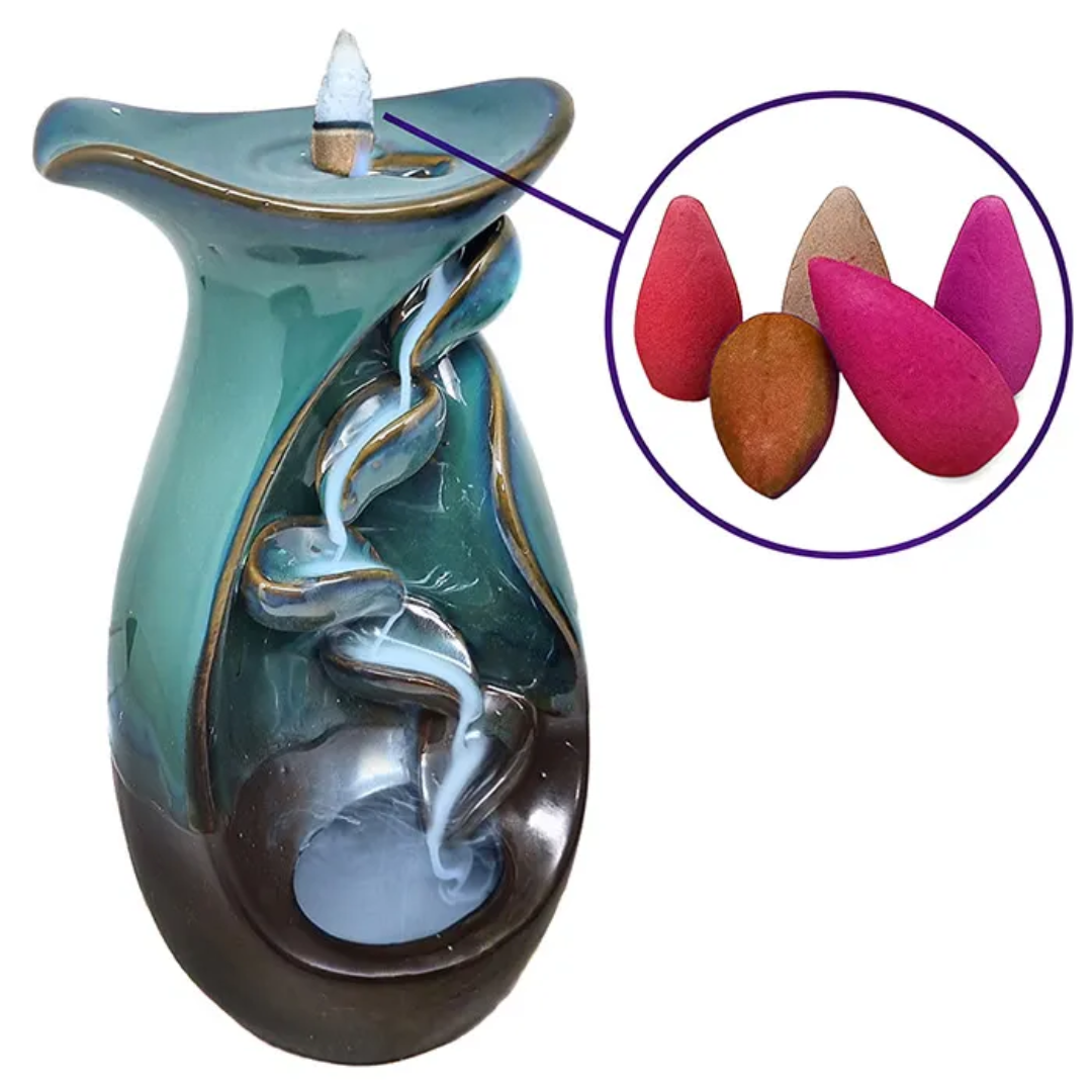 Quemador de Incienso Cascada Relajante con Aromas Zen