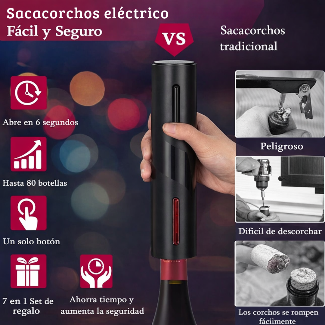 Sacacorchos Eléctrico Recargable Abridor de Vino