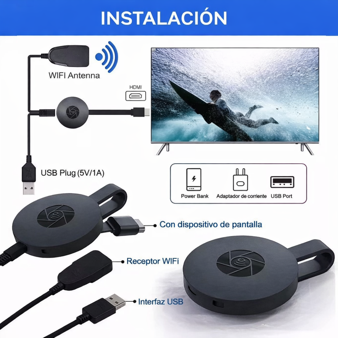 Adaptador Chromecast Inalámbrico para TV