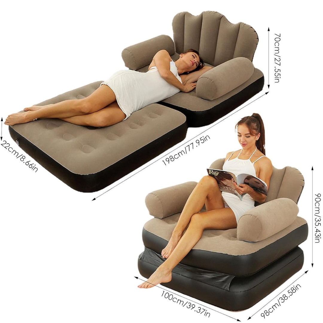 Sofá Cama Inflable 5 en 1 Portátil con Reposabrazos