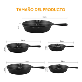 Juego de Sartenes Antiadherentes Hierro Fundido 5P