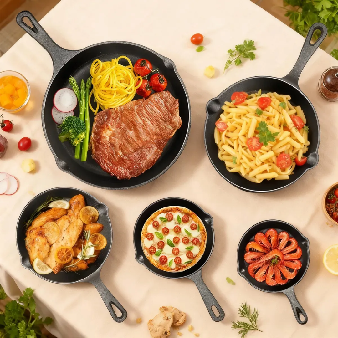 Juego de Sartenes Antiadherentes Hierro Fundido 5P