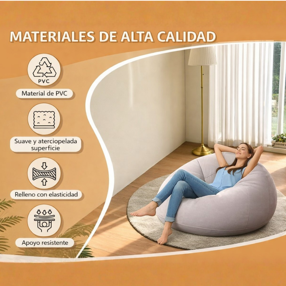 Sofá Inflable de PVC Flocado Cómodo y Resistente