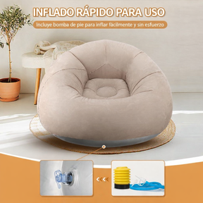 Sofá Inflable de PVC Flocado Cómodo y Resistente