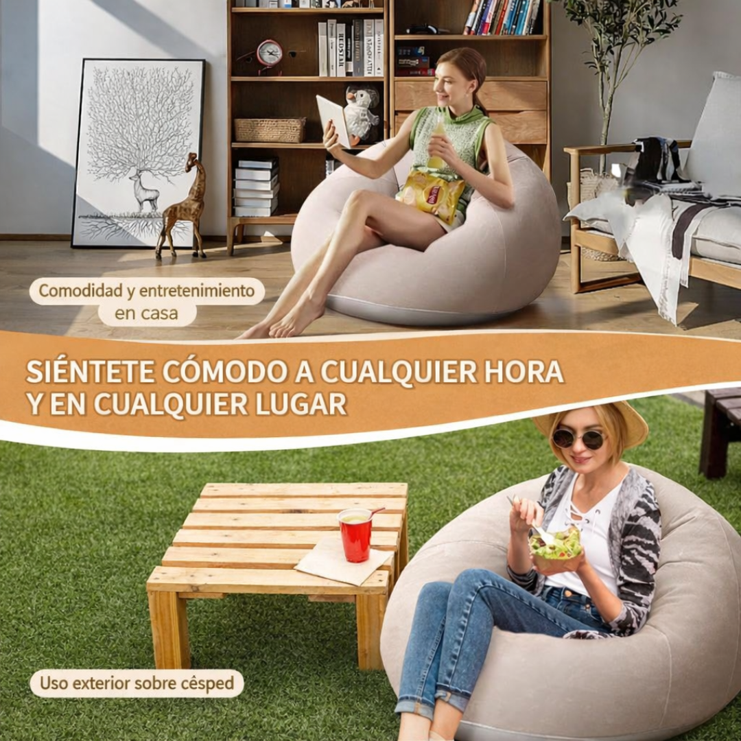 Sofá Inflable de PVC Flocado Cómodo y Resistente