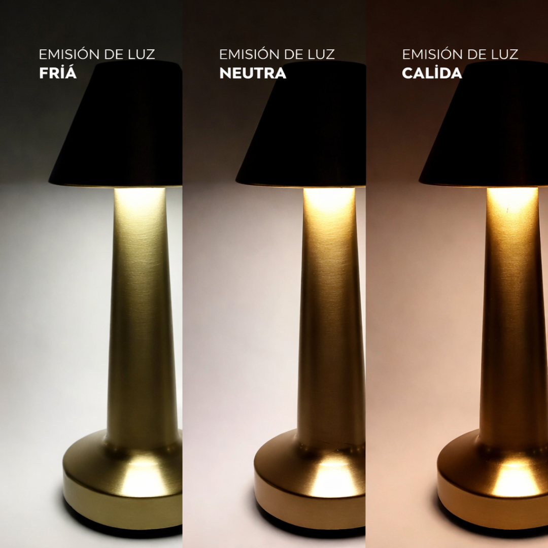 Lámpara de Mesa LED Dorada Elegante de Bajo Consumo