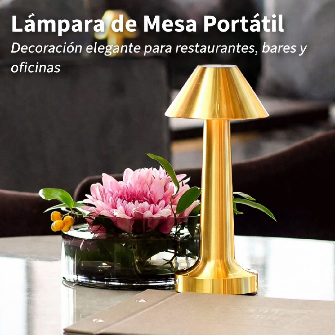 Lámpara de Mesa LED Dorada Elegante de Bajo Consumo