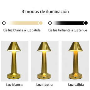 Lámpara de Mesa LED Dorada Elegante de Bajo Consumo