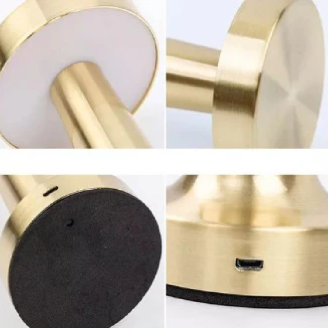 Lámpara de Mesa LED Dorada Elegante de Bajo Consumo