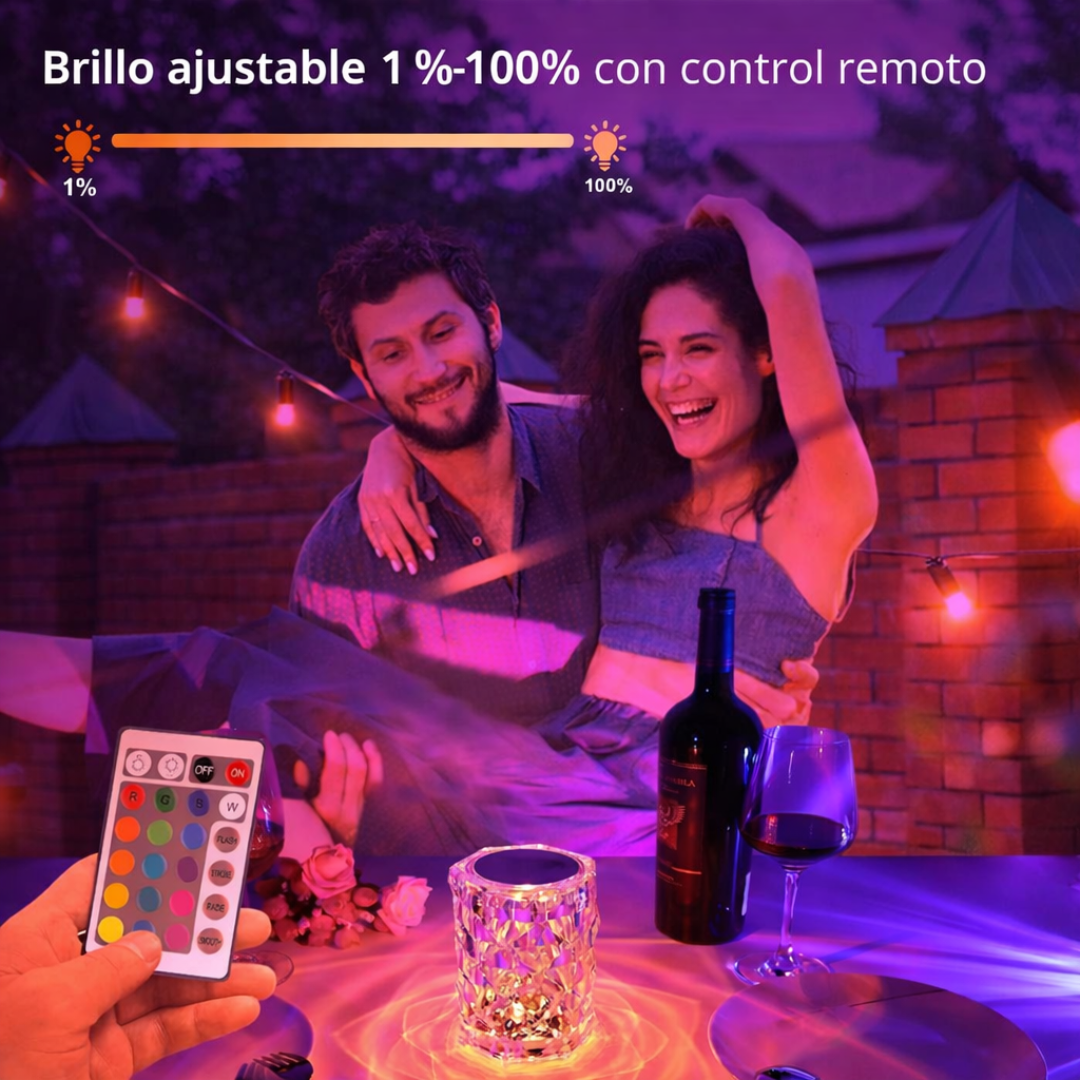 Lámpara LED Cristal Diamante 16 Colores con Control