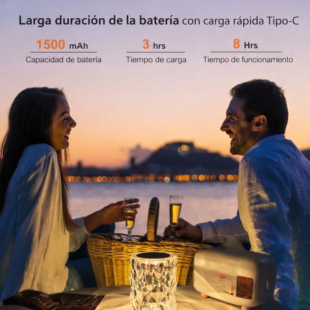 Lámpara LED Cristal Diamante 16 Colores con Control