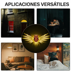 Lámpara de Pared Búho 3D en Resina con Luz LED