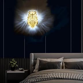 Lámpara de Pared Búho 3D en Resina con Luz LED