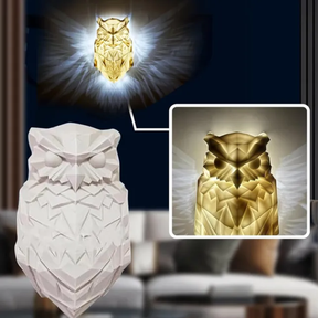 Lámpara de Pared Búho 3D en Resina con Luz LED