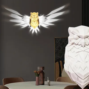 Lámpara de Pared Búho 3D en Resina con Luz LED
