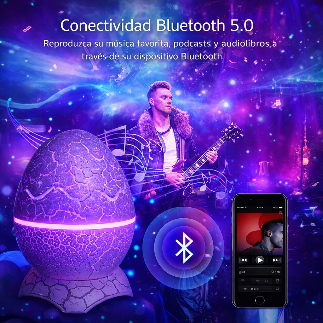 Proyector de Galaxia Huevo Dinosaurio con Bluetooth