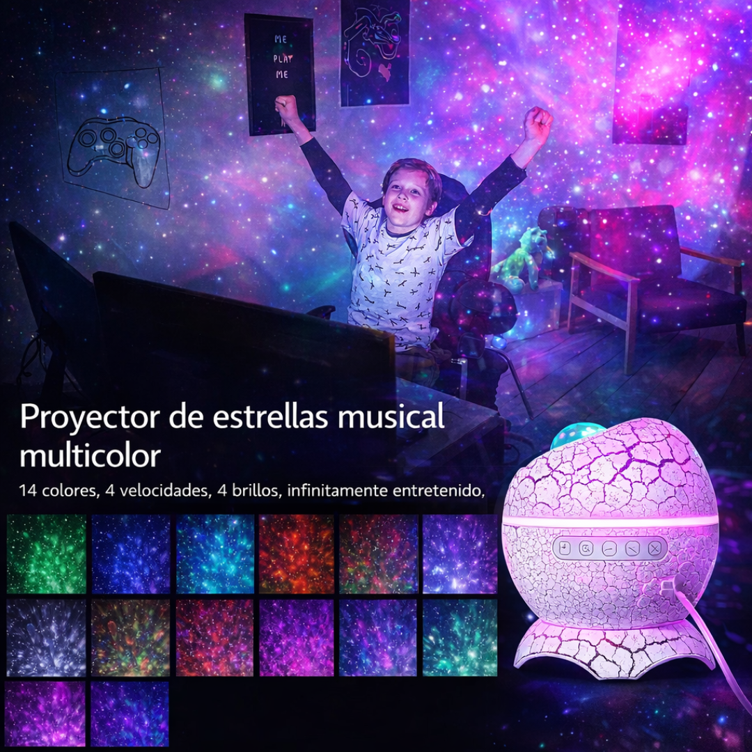 Proyector de Galaxia Huevo Dinosaurio con Bluetooth